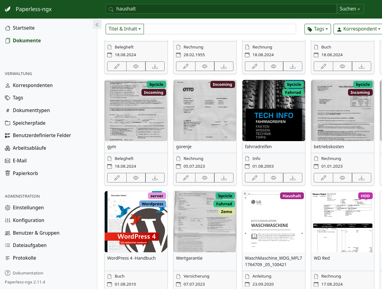 Kunde Paperless Büro Webinterface